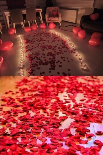ATAKENT PARTİ Valentine's Day, Marriage Proposal Set; 10 Heart Latex Balloons, 50 Candles, 2 Packs of Dried Rose Petals