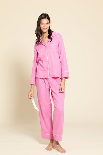 FOR YOU MODA Σετ Πιτζάμες 3 τεμαχίων Organic White Piping Pink