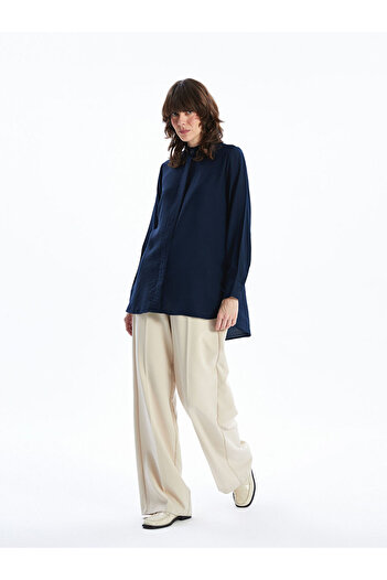 LC Waikiki Lcwaikiki Classic Navy Blue Prevailing Collar Women's Shirt Tunic