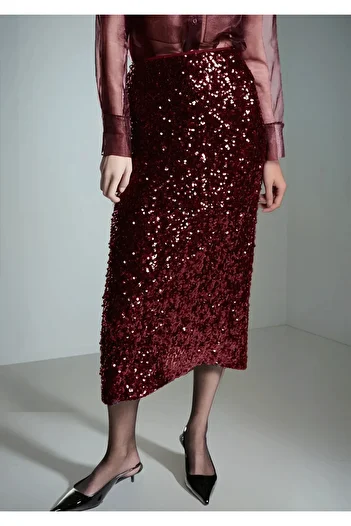 Hiccup Sequined Midi Skirt with Slits