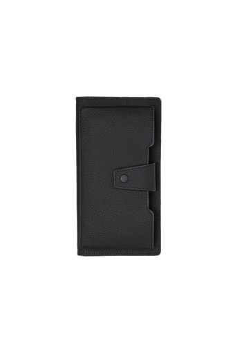 Deriza 6954 Black Genuine Leather Wallet - Flother Matte with Phone Compartment