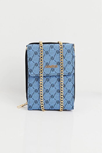 Armine Women's Evening Bag with Chain Strap - 266 Blue Dots