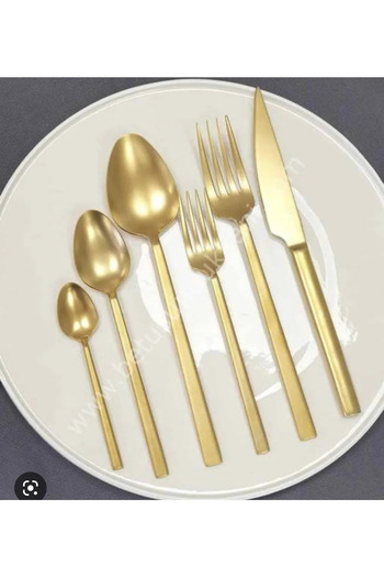 DMR LİFE Forever 36 Piece 6-Person Spoon Cutlery Set (Titanium Gold(