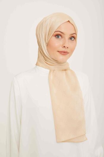 Armine Trend Jan Jan Cream Monogram Patterned Jacquard Shawl 6 - 3129