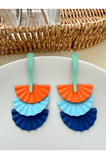 Pelin Aksesuar Fan Earrings - Colorful and Layered Design