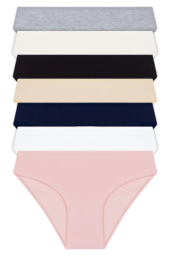 Cottonhill Chiloți de bikini din bumbac de bază, pachet de 7