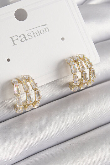 BESKAR Brass Gold Color Zircon Stone Hoop Model Women's Earrings