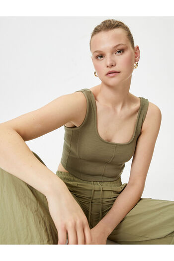 Koton Crop Tank Top with U Collar Strap