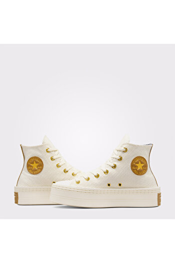 Converse Chuck Taylor All Star Modern Lift Platform Corduroy Kadın Krem Sneaker