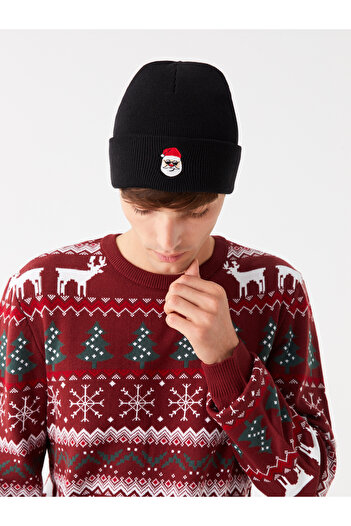 LC Waikiki Strickmütze für Herren mit Neujahrsmotiv