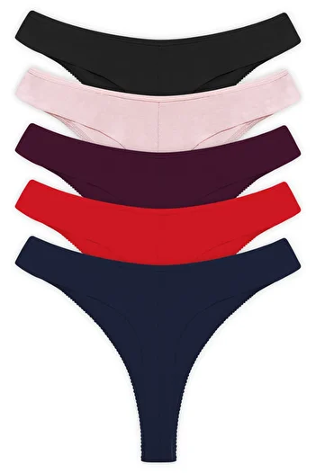 Cottonhill Basic Cotton Women's Thong 5 Pack Panties