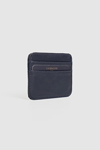 La La'Graccio Paris La'Graccio Paris Men's Faux Leather Card Holder Navy Blue