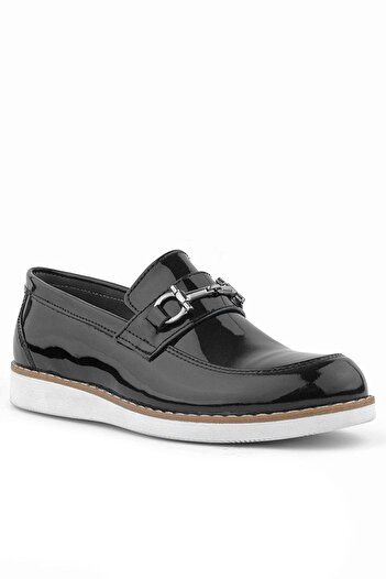 Rakerplus Genuine Leather Black Patent Leather Loafer Kids Classic Shoes