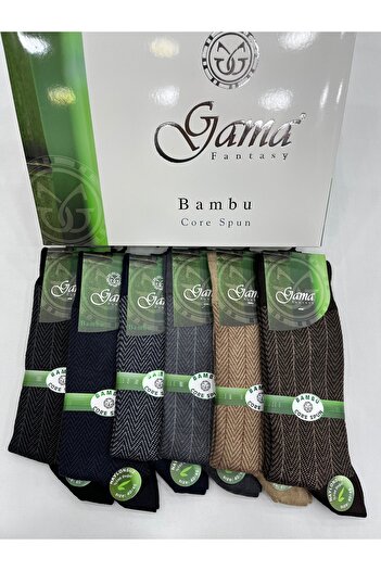 Gama Çorap 6 броя дебели зимни мъжки чорапи от бамбук, 100% естествени, без найлон, с шарки и различни цветове