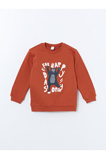 LC Waikiki Zweiteiliges Set mit bedrucktem Jungen-Sweatshirt und Jogginghose mit Rundhalsausschnitt