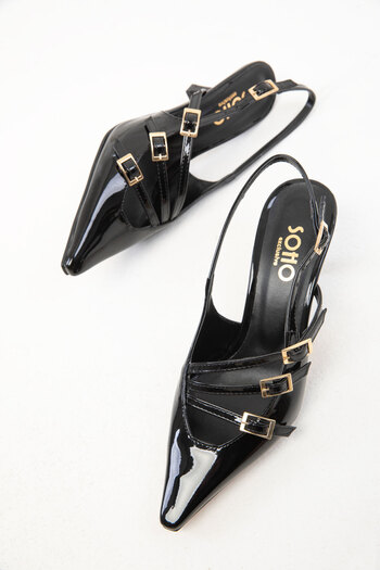 SOHO Patent Leather Black Women's Classic Heeled Shoes - 20169