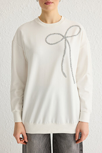 Trendyol Modest Ecru 2 fonal, nem emelt kötött pulóver TCTSS25TW00002