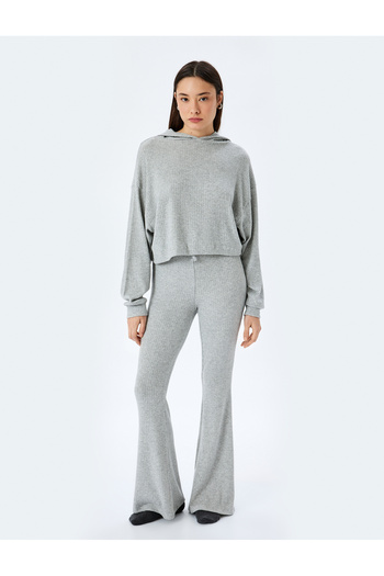 Koton Pyjamahose aus Viskose-Mischgewebe mit gebundener Taille und ausgestelltem Bein