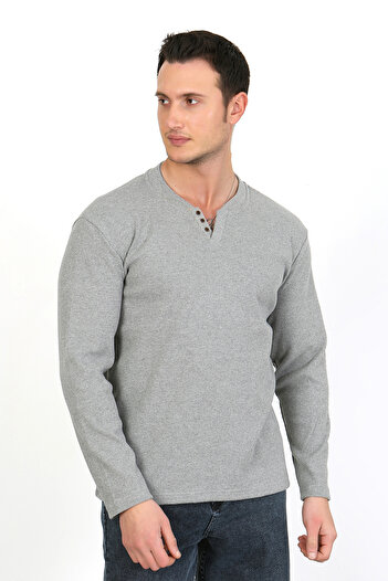 LACİVERTMEN 5524 NEW SEASON V CUT BUTTONED CASE Pullover