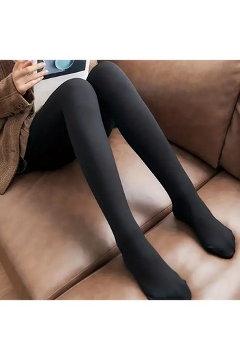 MEBA Thermal Black Plush Winter Socks - Thin Looking, Plush Inside
