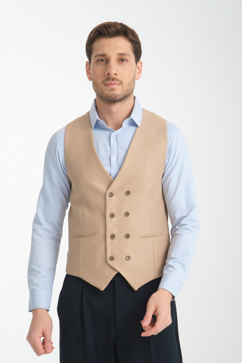Frappoli Basic Kruvaze V Yaka Slim Fit Yelek