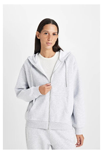 DeFacto Grey Melange Women's Cardigan - C1809Ax