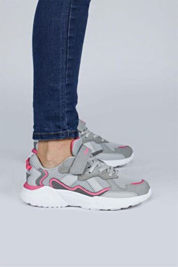 Jump 29189 Velcro Gray - Fuchsia Girl's Sneaker Casual Sneakers