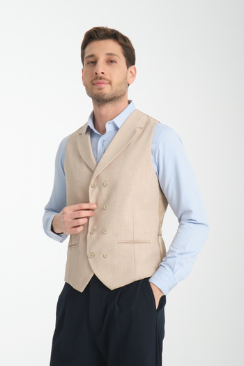 Frappoli Neckline Basic Double Breasted V-Neck Slim Fit Vest