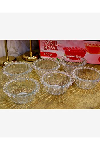 Dorukhan Ticaret Beaded 6-Piece Glass Bowl Breakfast & Snack Bowl