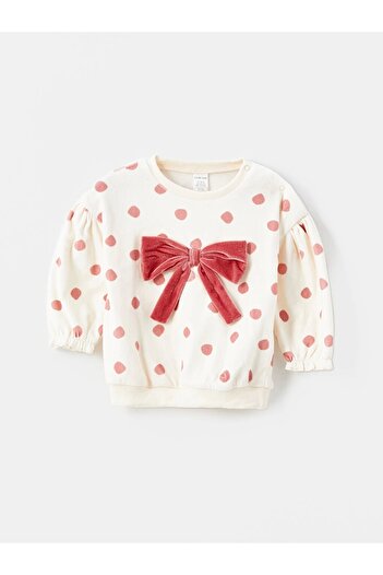 LC Waikiki Ecru Polka Dot Sweatshirt and Leggings for Lcw Baby Baby Girl - Set of 2