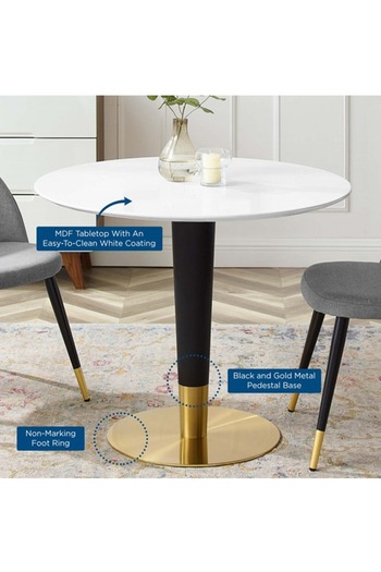 Taimi Artificial Marble Dining Table Gold/Black/White 60X60X75