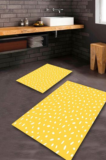 Aldora Yellow Non-Slip Base Bathroom Mat Set Bps-7308