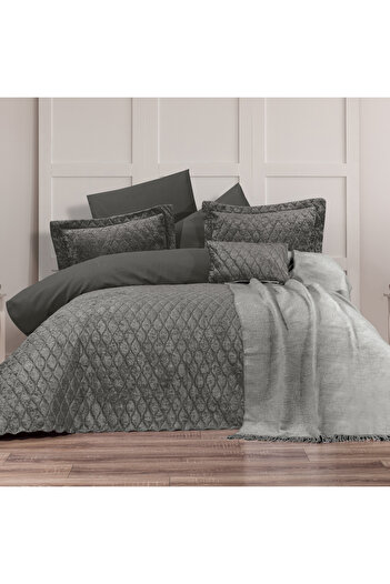 Schafer 9 Piece Velvet Dowry Set - Home Daily Anthracite