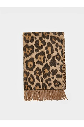 LC Waikiki LCW ACCESORII Eșarfă de damă cu ciucuri cu imprimeu leopard bej