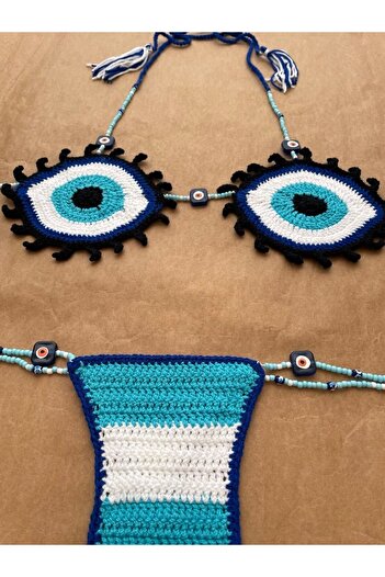 scyllastore Devil's Eye Nazar ve  Miyuki Boncuklu   Özel Dizayn  Bikini Takımı