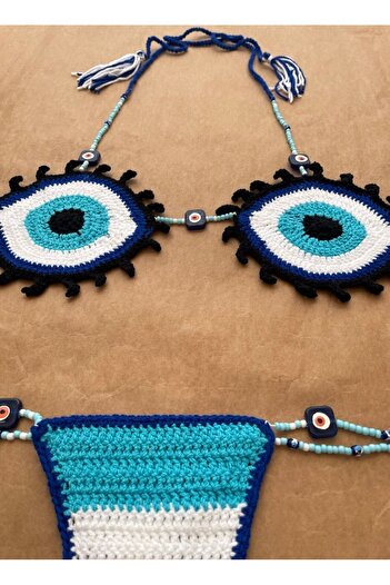 scyllastore Devil's Eye Nazar ve  Miyuki Boncuklu   Özel Dizayn  Bikini Takımı