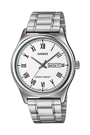 Casio Men's Wrist Watch with Dial White Band Silver Color Calendar and Casual