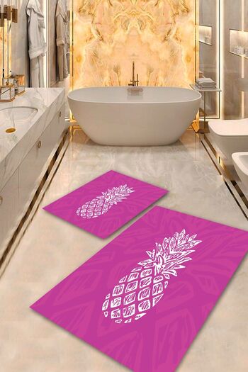 Aldora Plum Non-Slip Base Pineapple Bath Mat Set Bps-1727