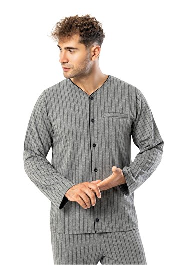 ERDEM İÇ GİYİM Erdem Gri Erkek Kışlık Pijama Takımı 2023-5
