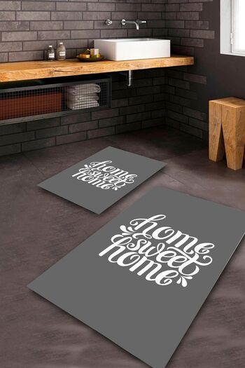 Aldora Anthracite Non-Slip Base Home Bathroom Mat Set Bps-1616