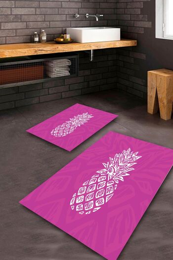 Aldora Plum Non-Slip Base Pineapple Bath Mat Set Bps-1727