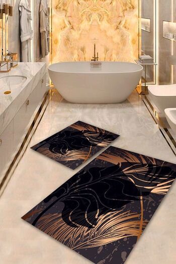 Aldora Machine Washable Stain Resistant Black Pvc Leather Non-Slip Base Modern Bathroom Toilet Set Without Eaves Bp