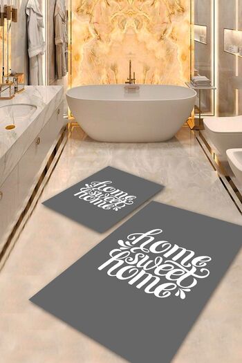 Aldora Anthracite Non-Slip Base Home Bathroom Mat Set Bps-1616