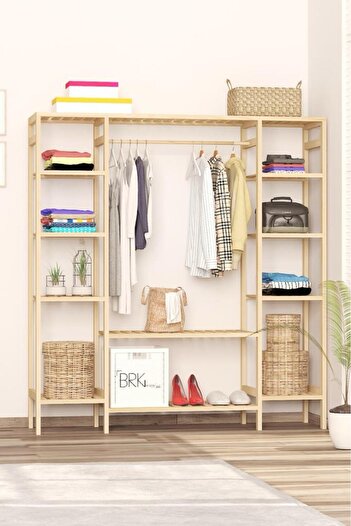 BRK Design BRK DESİGN Ahşap Açık Gardırop 150x140x25 B Gardırop