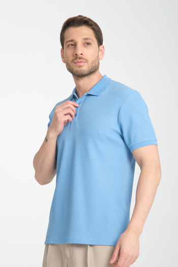 Frappoli Stretchy Knitted Buttoned Polo Neck Men's Classic Fit Polo Neck T-Shirt 100% Cotton