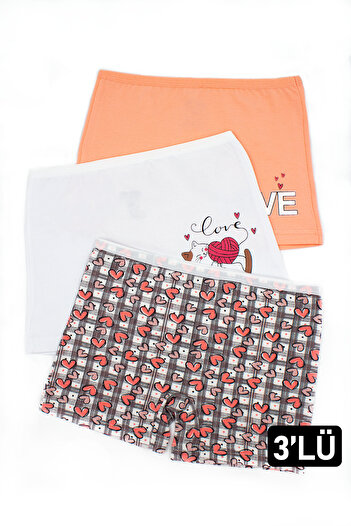 Öts Κορίτσι - Πολύχρωμο Σετ Boxer 3 τεμαχίων Love Printed