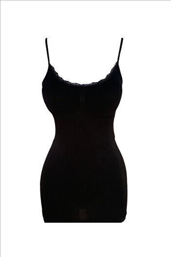 ERDEM İÇ GİYİM Erdem Black Lacy Padded Seamless Undershirt 602