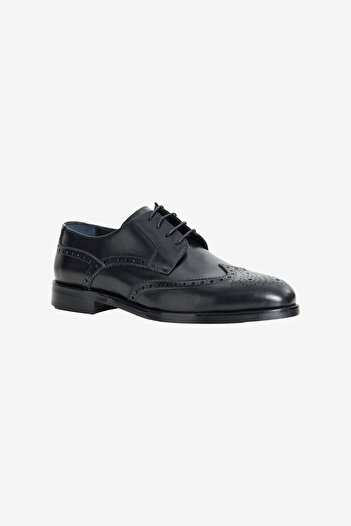 ALTINYILDIZ CLASSICS Men's Black 100% Leather Laced Comfortable Classic Shoes