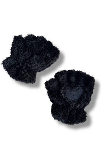 TAKIŞTIR Black Color Paw Figured Plush Children's Gloves