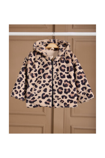 CİCHLİD Girl Plush Leopard Patterned Fur